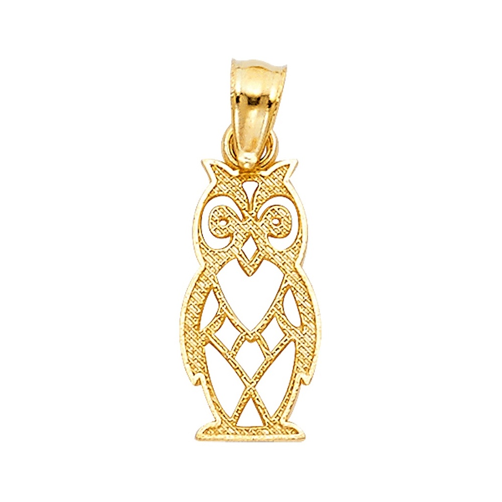 14K Yellow Gold  Owl Pendant